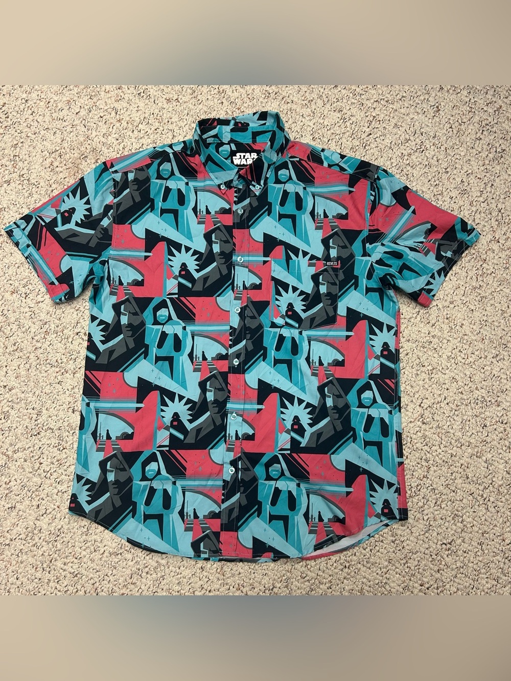 RSVLTS Star Wars Kunuflex Tale Of Two Jedi Button Up Polo Shirt XL Short Sleeve